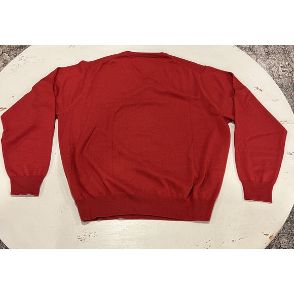 Peter Millar Merino Wool Golf Sweater V Neck Men's Size XL Red Champion Hills - Picture 11 of 12
